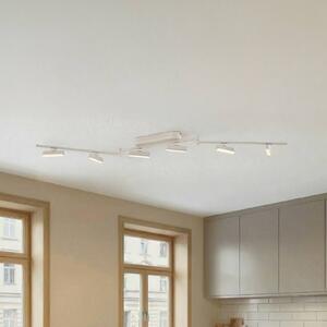 Lindby LED reflektor Eldrin, bílý, 6 světel, světelný pásek, stmívatelný, Bílá / opál, Obývací pokoj / jídelna, kov, Moderní