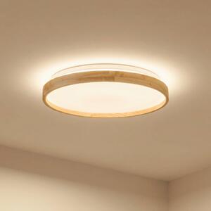 Lindby Smart LED stropní svítidlo Mirren wood Ø39,5cm Tuya, stmívatelný, Obývací pokoj / jídelna, Plast, Moderní