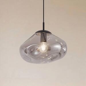 Lindby závěsné světlo Lelia, kouřově šedé, sklo, Ø 35 cm, stmívatelný, Hliník / šedá / zinek, Obývací pokoj / jídelna, Sklo, Design