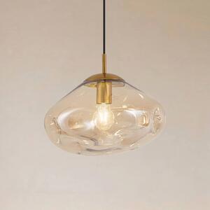 Lindby závěsné světlo Lelia, jantarová, sklo, Ø 35 cm, stmívatelný, Krémová / jantar, Obývací pokoj / jídelna, Sklo, Design