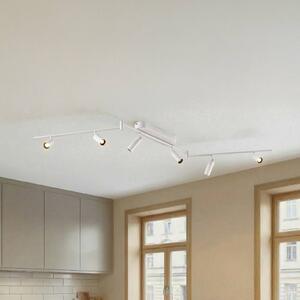 Lindby LED stropní svítidlo Eldrin, 6 žárovek, bodovky, bílé, Bílá / opál, Obývací pokoj / jídelna, kov, Moderní