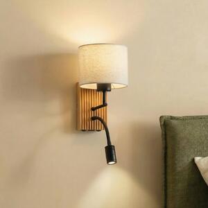 Lucande Nástěnné světlo Lieske, béžová, textil, E27, LED lampa na čtení, Krémová / jantar, Obývací pokoj / jídelna, Textil / tkanina / hedvábí, Moderní