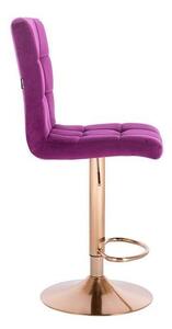 Velurová barová židle TOLEDO na zlaté podstavě - fialová