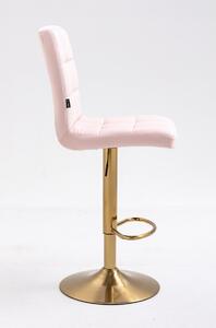 Velurová barová židle TOLEDO na zlaté podstavě - světle růžová