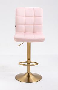 Velurová barová židle TOLEDO na zlaté podstavě - světle růžová
