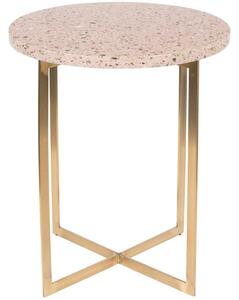 Růžový terrazzo odkládací stolek ZUIVER LUIGI ROUND 40 cm