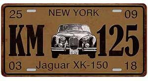 Ceduľa značka New York - Jaquar 30,5cm x 15,5cm Plechová tabuľa