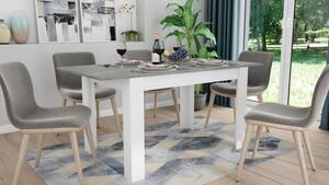 Jídelní stůl Adam 120x80 cm, bílý/šedý beton, rozkládací