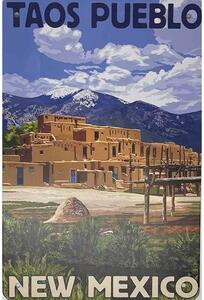 Ceduľa Taos Puebo New Mexico style 30cm x 20cm Plechová tabuľa
