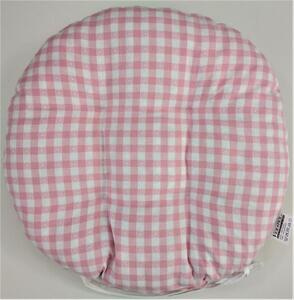Sedák prošívaný kulatý - průměr 40cm - kanafas růžové srdíčko