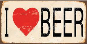 Ceduľa I Love Beer 30,5cm x 15,5cm Plechová tabuľa