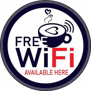 Ceduľa Free Wifi - Available Here 30x30 cm Plechová tabuľa