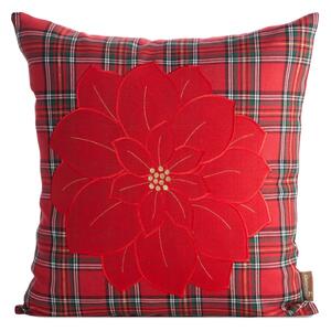 VÁNOČNÍ DEKORAČNÍ POVLAK NA POLŠTÁŘ POINSETTÍ 45X45 CM VZOROVANÁ