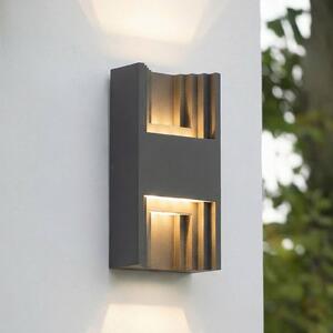 Lindby LED venkovní nástěnné svítidlo Aurali, 2-křídlé, černé, IP65, Černá, Hliník, Moderní