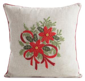 VÁNOČNÍ DEKORAČNÍ POVLAK NA POLŠTÁŘ POINSETTÍ 45X45 CM VZOROVANÁ
