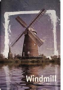 Ceduľa Netherlands - Windmill - ceduľa 30cm x 20cm Plechová tabuľa