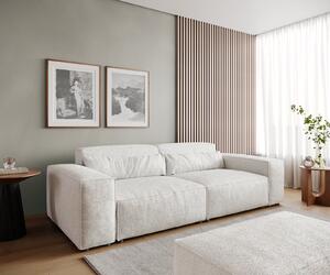 DELIFE Pohovka XL Sirpio 230x95 cm bouclé krémová bílá s taburetem
