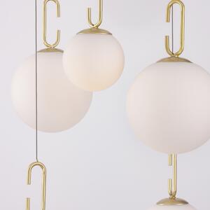 Bílo-zlaté skleněné závěsné LED světlo Nova Luce Hook 56,6 cm