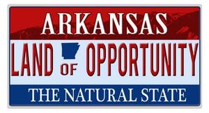 Ceduľa Arkansas - The Natural State 30,5cm x 15,5cm Plechová tabuľa