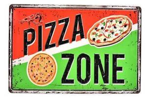Ceduľa Pizza Zone Vintage style 30cm x 20cm Plechová tabuľa