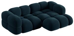 -25 % Dny MOMENTI– Cosmopolitan Design Tmavě modrá sametová rohová pohovka Loretto 250 cm, pravá