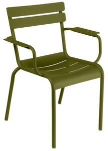 Zelená kovová zahradní židle Fermob Luxembourg s područkami - odstín pesto
