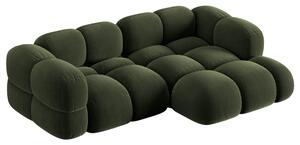 -25 % Dny MOMENTI– Cosmopolitan Design Zelená sametová rohová pohovka Loretto 250 cm, pravá
