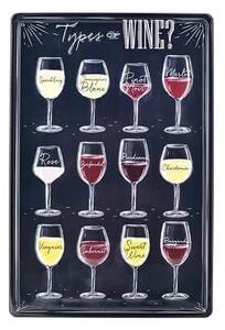 Ceduľa Types Of Wine Vintage style 30cm x 20cm Plechová tabuľa