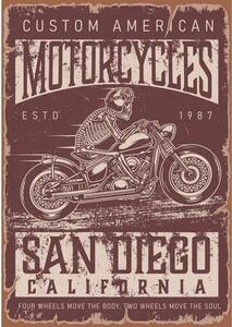 Ceduľa Motorcycles - San Diego California Vintage style 30cm x 20cm Plechová tabuľa