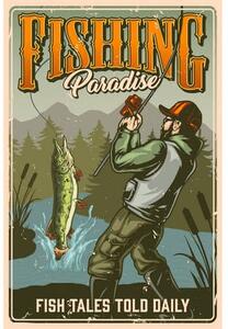 Ceduľa Fishing - Paradise Vintage style 30cm x 20cm Plechová tabuľa