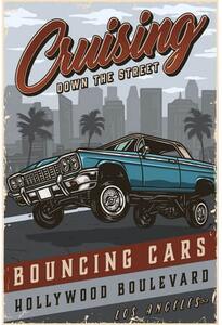 Ceduľa Racing - Cruising Los Angeles Vintage style 30cm x 20cm Plechová tabuľa