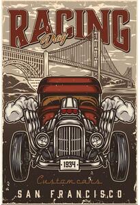 Ceduľa Racing - San Francisco Vintage style 30cm x 20cm Plechová tabuľa