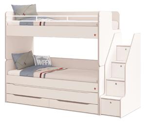 Čilek Patrová postel s úložným prostorem a schody + 2x matrace 90x200x19 cm White Studio