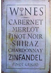 Ceduľa Wines - Víno Menu 2 30cm x 20cm Plechová tabuľa