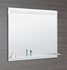 Aqualine LED podsvícené zrcadlo 100x80cm, skleněná polička, kolíbkový vypínač ATH55