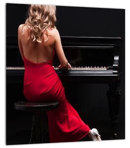 Obraz ženy hrající na klavír (30x30 cm)