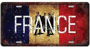 Ceduľa značka vlajka France 30,5cm x 15,5cm Plechová tabuľa