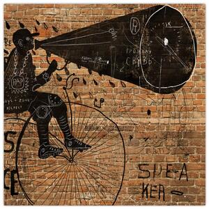 Obraz - Muž na kole v Banksyho stylu (30x30 cm)