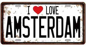 Ceduľa značka I love Amsterdam 30,5cm x 15,5cm Plechová tabuľa