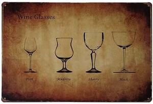 Ceduľa Wine Glasses 30cm x 20cm Plechová tabuľa