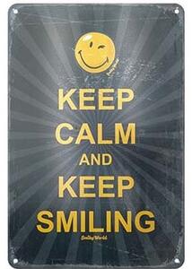 Ceduľa Keep Calm and Keep Smiling 30cm x 20cm Plechová tabuľa