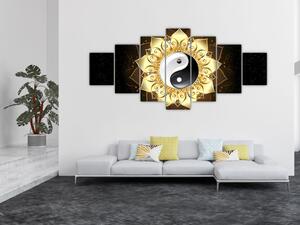 Obraz - Zlatý Yin-Yang (210x100 cm)