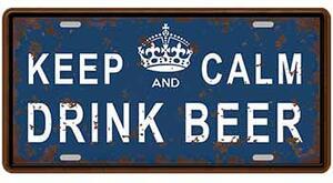 Ceduľa značka Keep and Calm Drink Beer 30,5cm x 15,5cm Plechová tabuľa