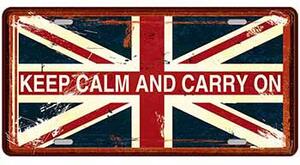 Ceduľa značka Keep Calm And Carry On - UK 30,5cm x 15,5cm Plechová tabuľa