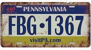 Ceduľa značka Pennsylvania 30,5cm x 15,5cm Plechová tabuľa