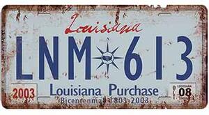 Ceduľa značka Louisiana 30,5cm x 15,5cm Plechová tabuľa
