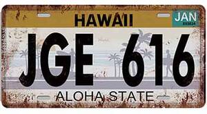 Ceduľa značka Hawaii 30,5cm x 15,5cm Plechová tabuľa