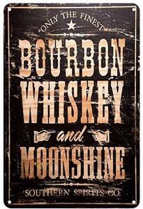 Ceduľa Bourbon Whiskey and Moonshine 30cm x 20cm Plechová tabuľa