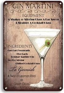 Ceduľa Gin Martini 30cm x 20cm Plechová tabuľa