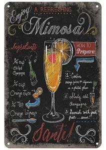 Ceduľa Cocktail Mimosa - Vintage style 30cm x 20cm Plechová tabuľa
